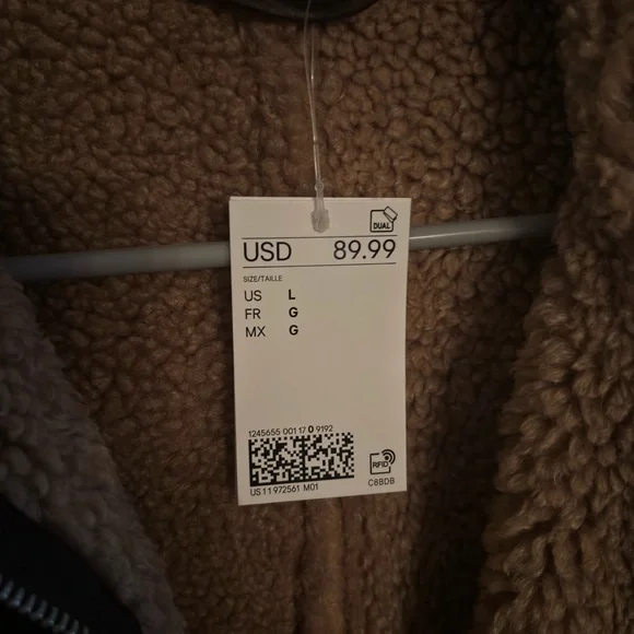 NWT H&M Regular Fit Teddy Trimmed Cozy Jacket Size L - Picture 4 of 6